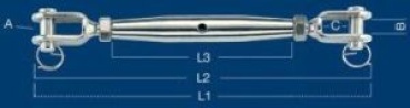 WANTENSPANNER 2 GABELN M5 AISI 316