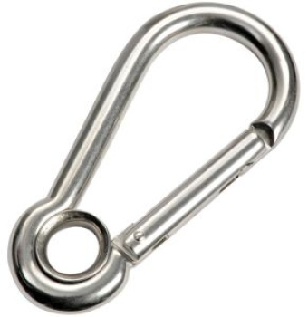 Karabinerhaken ohne Bolzen m. Auge AISI 316 8 mm