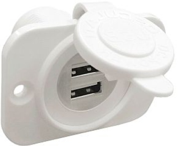 USB-Doppelbuchse rücks. Verschraub + Platte weiß
