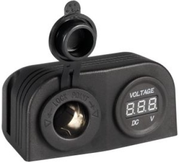 Digital voltmeter and power outlet flat mounting