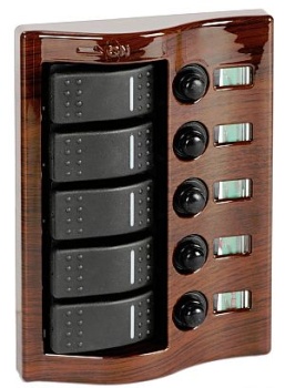 Schalttafel 5-Taster Mahagoni