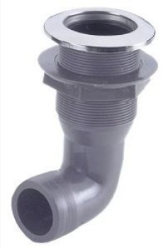Nylon-Bordurchlaß 1" 25mm VA-Stahl Blende 90°