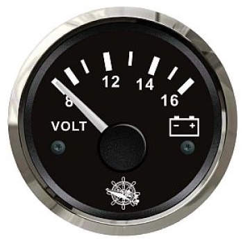 Voltmeter 8/16 V schwarz/poliert