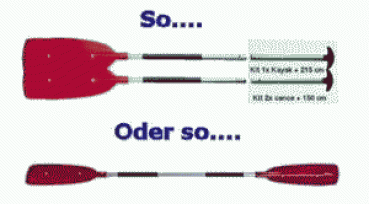 Paar Stechpaddel f. Kanu, zerlegbar 150 cm je
