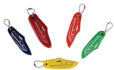 Weichgummi Schlüsselanhänger Motorboot weiß