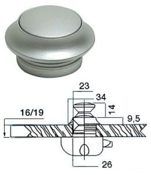 Knopf verchromtes Messing, pearlfarbig 19 mm