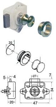 Druckknopfschloß Messing, verhromt 16 mm