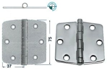 Scharnier 2 mm herauragender Pin 74x75 mm