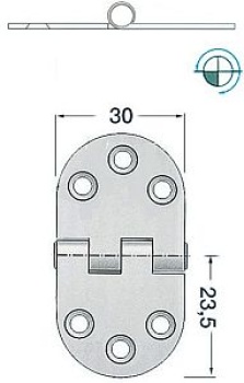 Scharnier herausragender Kern 2 mm 47x30 mm