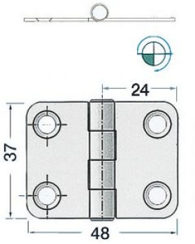 Scharnier herausragender Kern 48x37 mm