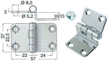 Winkelscharnier 57x37x10 mm