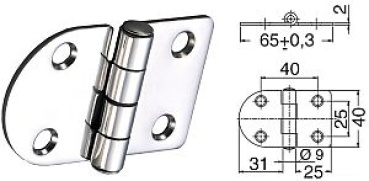 Scharnier herausragender Kern 65x40 mm
