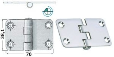 Scharnier umgekehrt 70x38,1mm