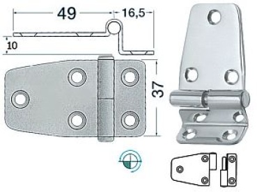Winkelscharnier, links 65,5x37 mm
