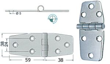 Scharnier herausragender Kern 97x38 mm