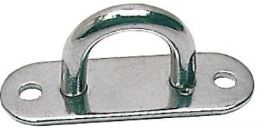 Augbügel Grundplate, eben VA-Stahl poliert 26x80mm