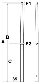 Relingstutz m. Drahtdurchlass AISI316 450 mm