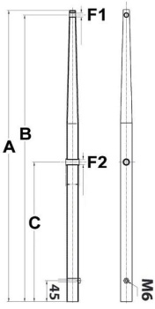 Relingstütze AISI 316 ORC-vorschriftsgemäß 625 mm