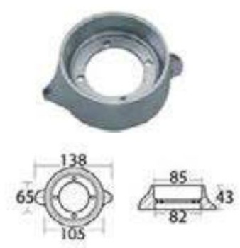 Kragenanode aus Magnesium f. Sail Drive Ø 105 mm