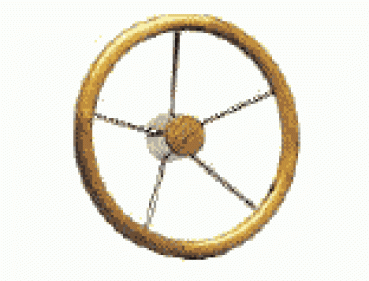 VA-Stahl Steuerrad m.Teakholz-Außenring 400 mm