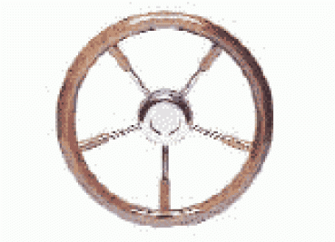 VA-Stahl Steuerrad m.Mahagoni-Außenring 350 mm