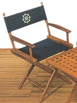 Teakholz-Klappstuhl Stoffbezug, blau