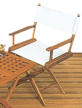 Teakholz-Klappstuhl Stoffbezug, weiß