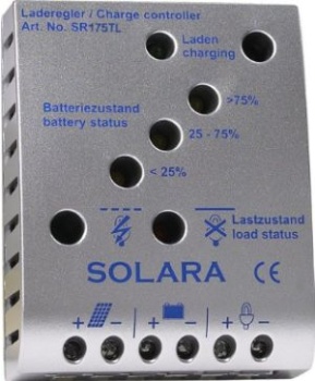 Solara Laderegler SR175CX 170Wp 10A 12/24V mit LCD-Balk
