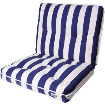 Kapok Doppelkissen 45x37cm / 37x8cm blau/weiß