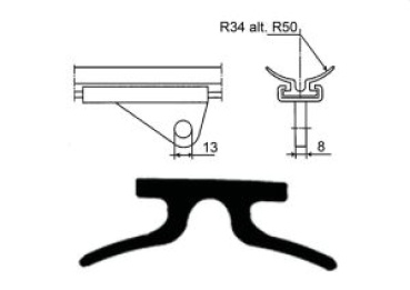 Großbaumbeschlag 23x100 Radius 34mm
