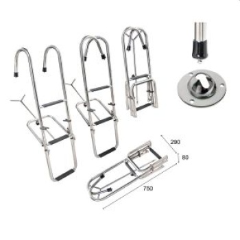 ST110SNR Bow ladder, 1050 mm, 3 steps With rotating han