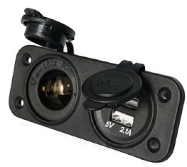 Wasserdichter DC Stecker, 1x 12V Eingang & 2x USB (Dop