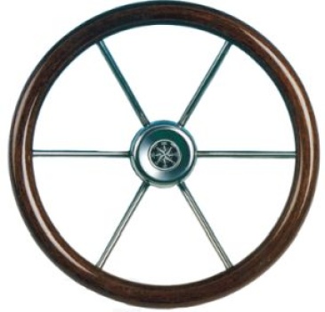6-Speichen Steuerrad Leader Wood NIRO mit Mahagoni Grif