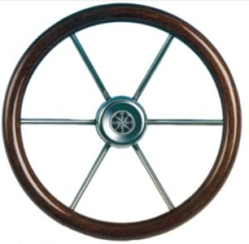 6-Speichen Steuerrad Leader Prestige NIRO mit Mahagoni