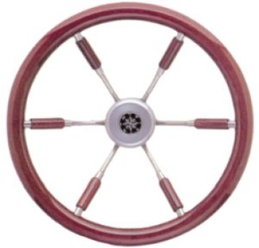 6-Speichen Steuerrad Leader Prestige NIRO mit Mahagoni