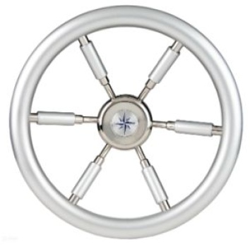 6-Speichen Steuerrad Leader Silver NIRO mit silber-look