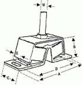 Flexible Motorlager, 60° Shore, Stift M16, Abm. 205x60