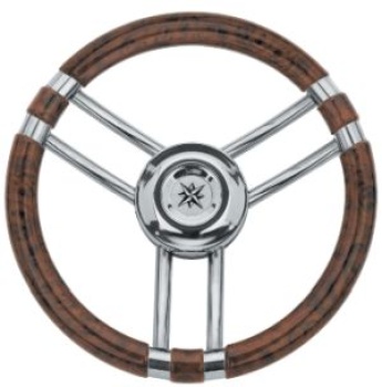 3-Speichen Steuerrad Modell 22 NIRO mit Wurzelholz-look