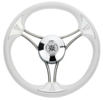 3-Speichen Steuerrad Model 23 NIRO mit weiße vinyl Grif