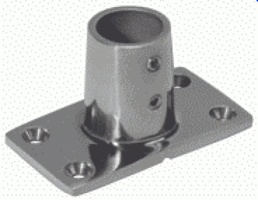 NIRO Relingsfuß 90°, Ø22,25mm mit geraden Ecken 76x43m