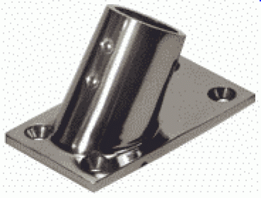 NIRO Relingsfuß 60°, Ø22,25mm mit geraden Ecken 76x43m