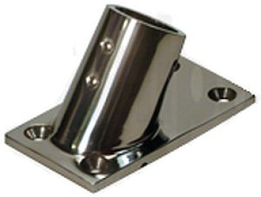 NIRO Relingsfuß 60°, Ø25,4mm mit geraden Ecken 81x48mm