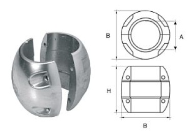 Magnesiumanode für Ø20mm Welle, kugelförmig