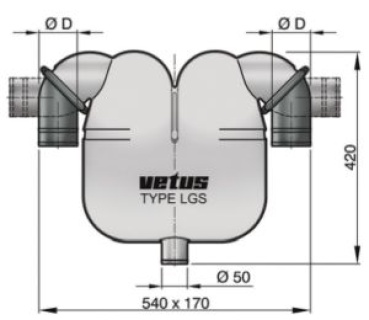 Vetus Auspuffgas-Separator 50 60mm Anschl