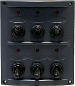 Kunststoff Schalttafel, 12V, 6-Schalter, 15A Sicherung