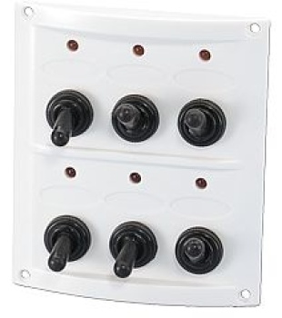 Kunststoff Schalttafel, 12V, 6-Schalter, 15A Sicherung