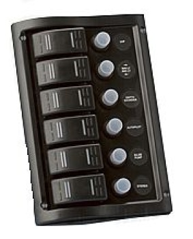 Kunststoff Schalttafel, 12V, 6-Schalter & LED-Indikato