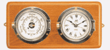 3 ZOLL UHR UND BAROMETER AUF TEAK