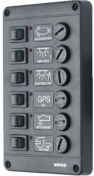 Vetus Schalterpaneel mit 6 Glassicherungen 24 Volt