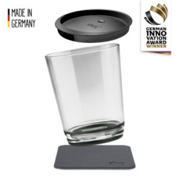 1 x Magnet-Trinkbecher, 1 x Deckel, 1 x Metall-Nano-Gel